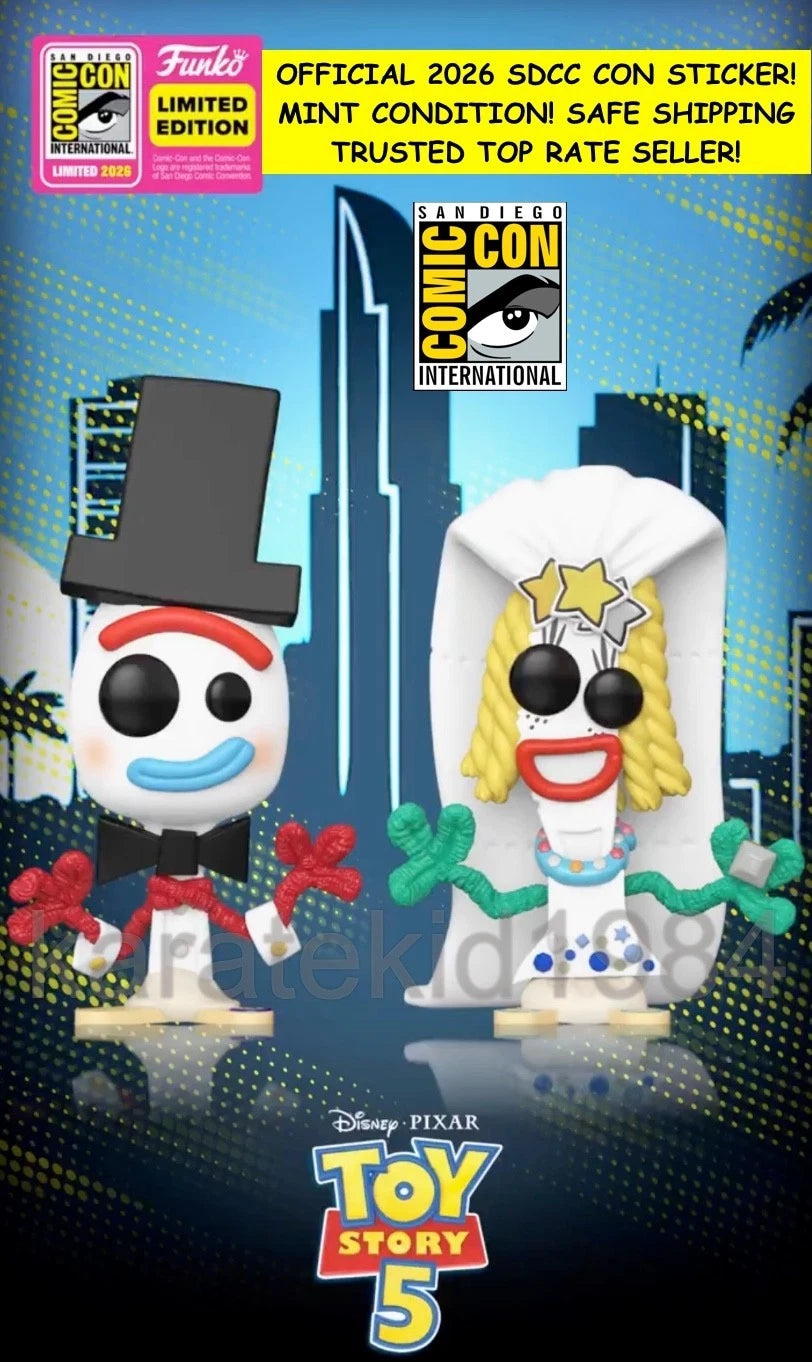 FORKY & KAREN BEVERLY TOY STORY 5 2026 SDCC FUNKO POP! Adesivo ufficiale SDCC 3500 pezzi