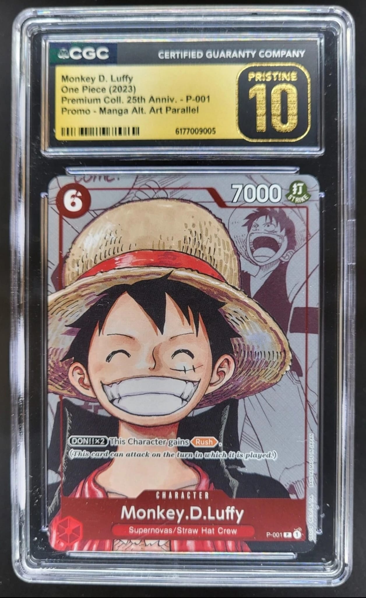 Monkey D. Luffy Onepiece 2023 25th. Anniv. P001 CGC10 GOLD