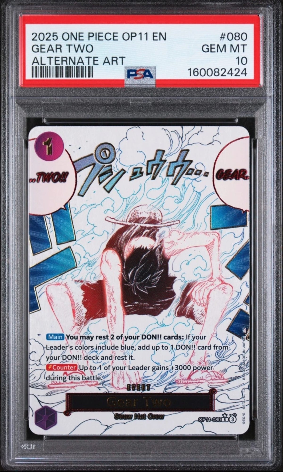 Monkey D.Luffy OP11 Gear two manga event OP11-080 PSA10