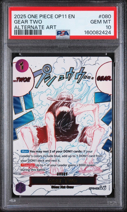 Monkey D.Luffy OP11 Gear two manga event OP11-080 PSA10