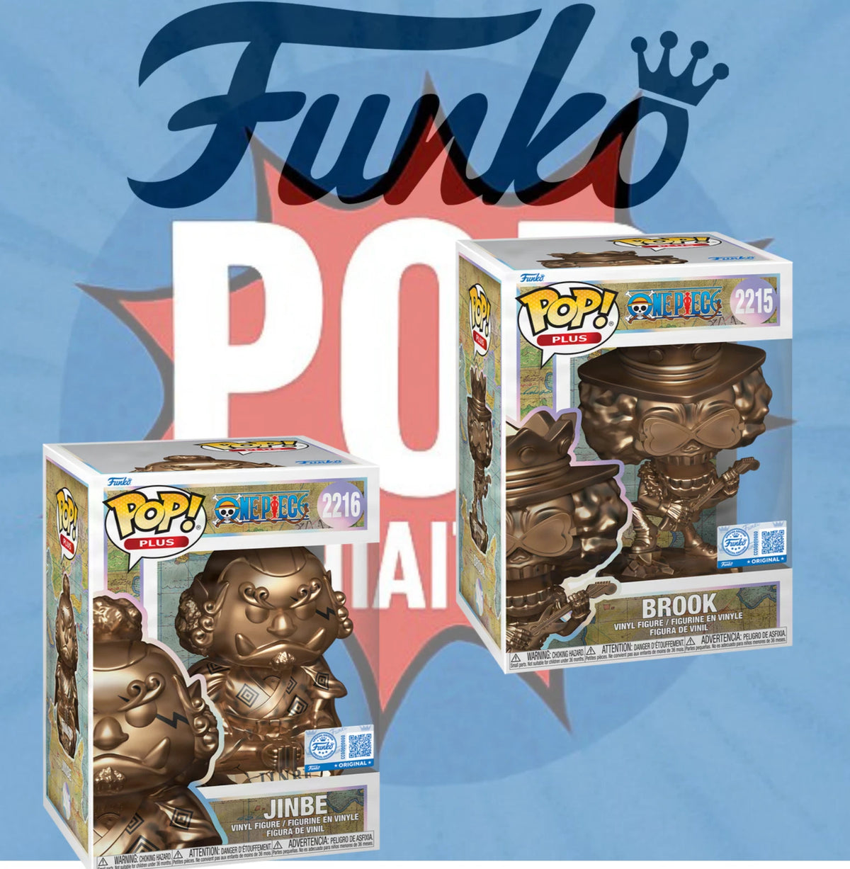 Jinbe + Brook Statue (Bronze) with Pop! Protector.