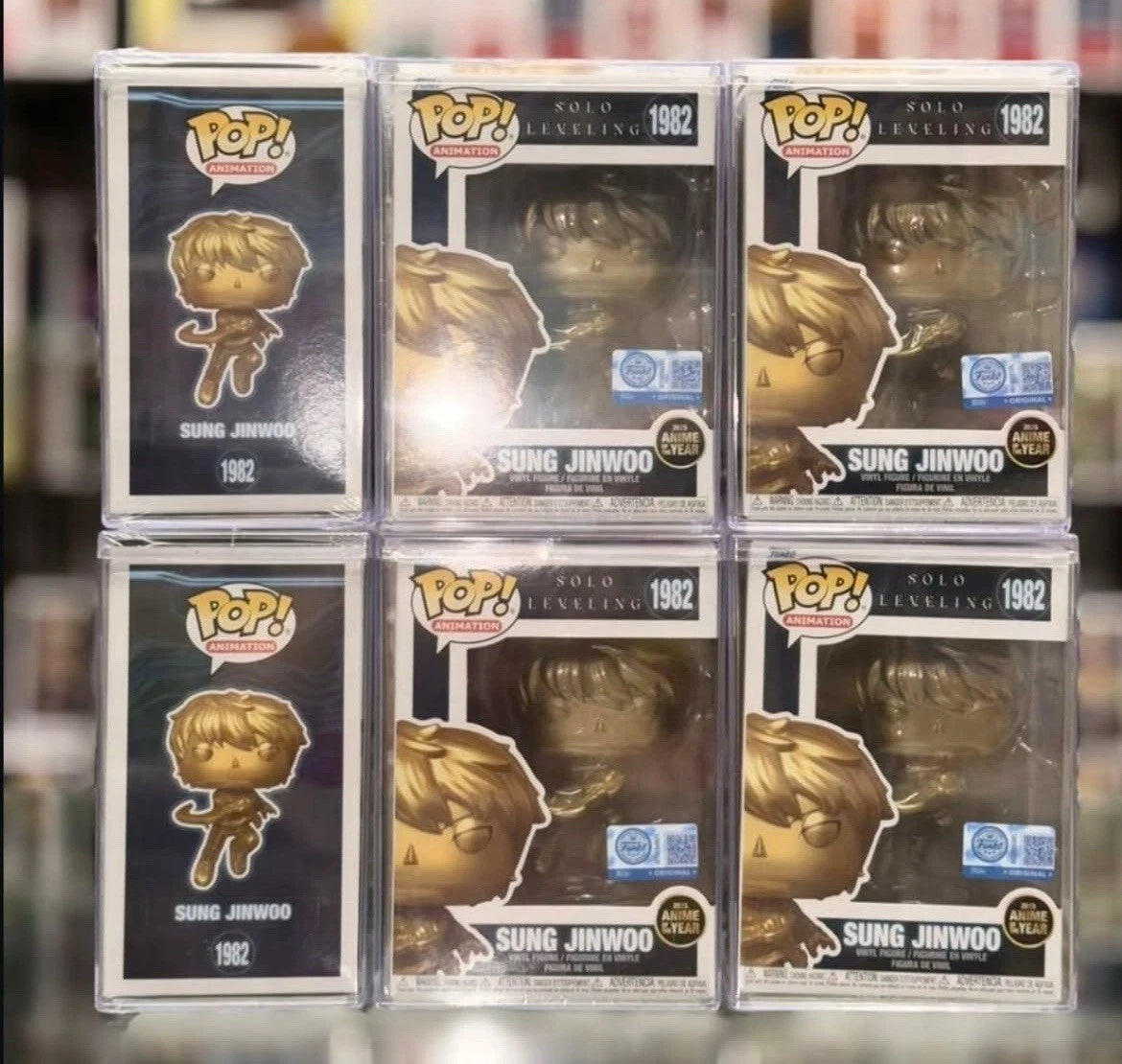 Funko Pop! Sung Jinwoo #1982 (Gold, Anime of the Year Edition) w/Pro