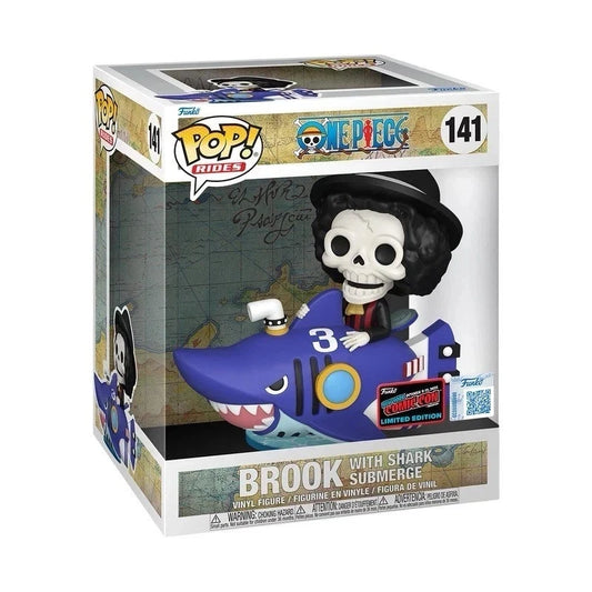 NYCC25 FUNKO Pop! ONE PIECE Brook With Shark Con sticker fiera Damage
